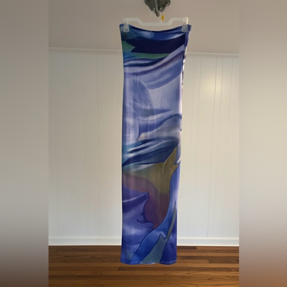 Elegant Blue and Purple Maxi Dress